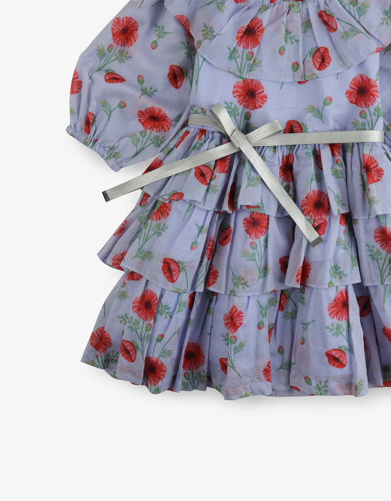 جينجرسنابس فستان بناتي مشجر طبقات مزين بكلوش على الياقة متعدد الألوان