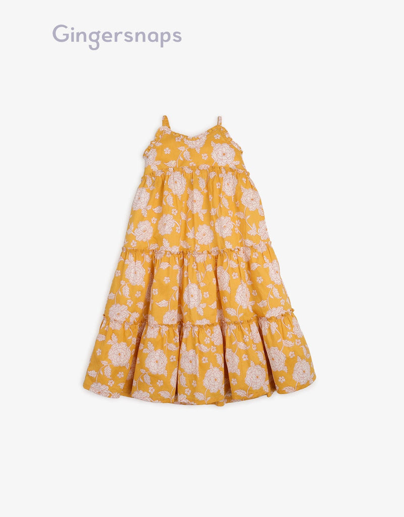 جينجرسنابس فستان مورد واسع طبقات من أسفل حمالات بناتي أصفر
