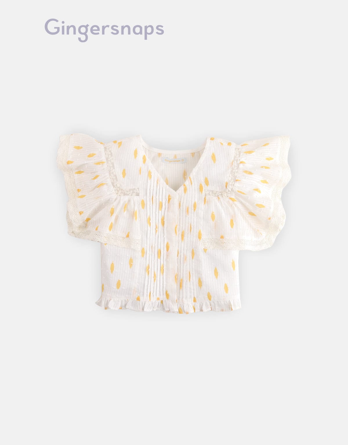 جينجرسنابس بلوزة على شكل فراشة منقطة بناتي أبيض