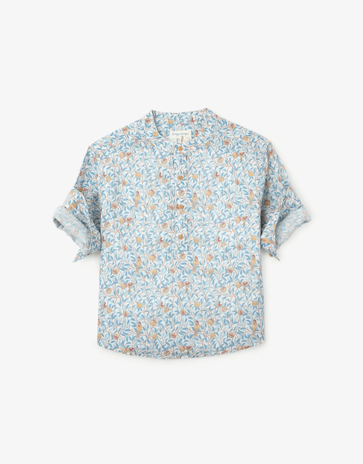 جينجرسنابس قميص مشجر بأزرار أمامية كم طويل برقبة دائرية ولادي متعدد الألوان