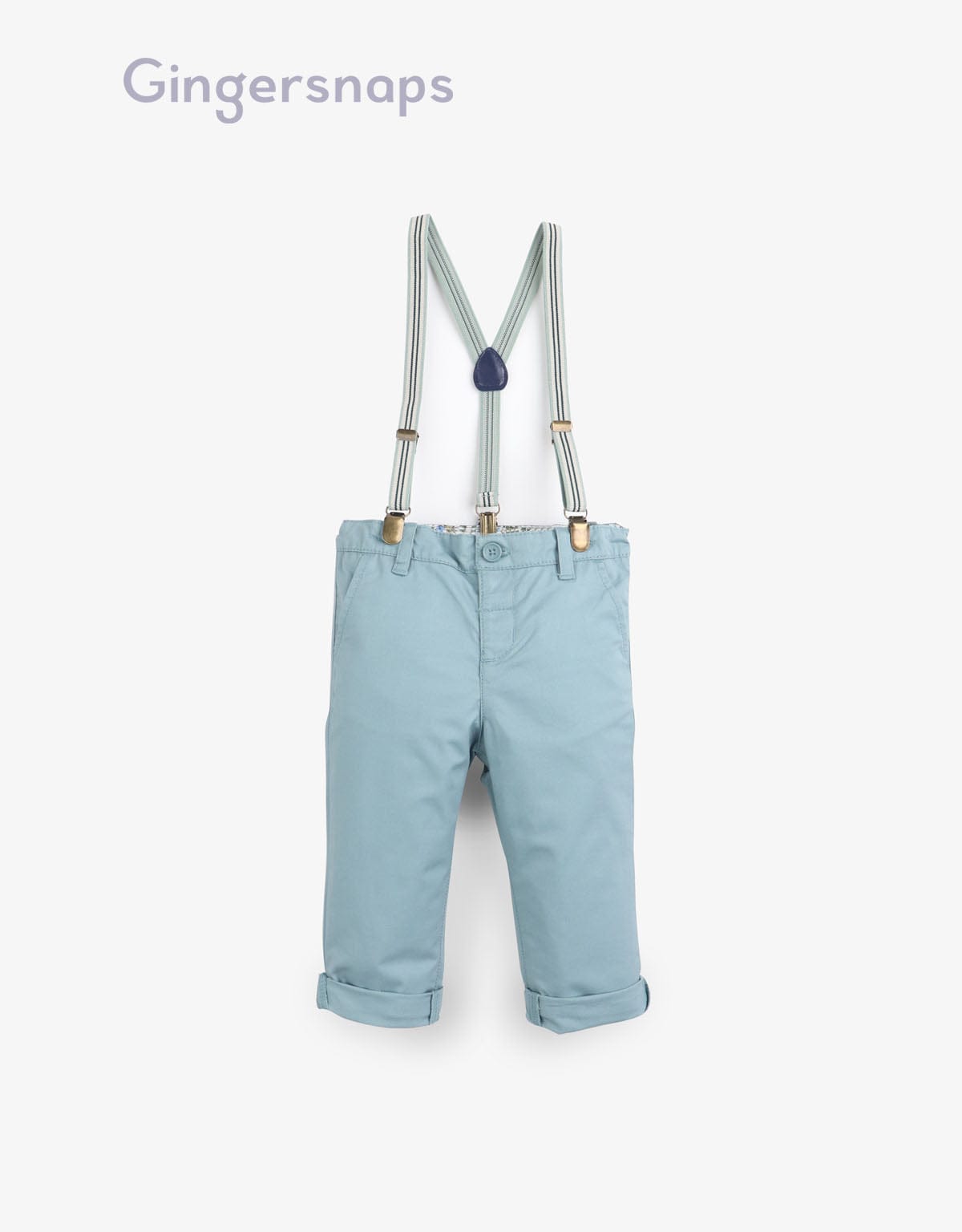 جينجرسنابس بنطلون اولادي للرضع سادة بحمالات من الخصر أخضر