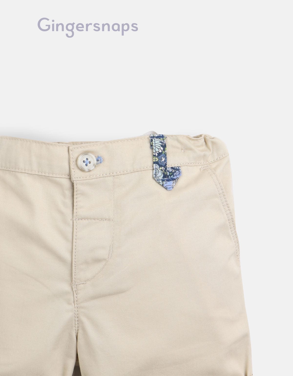 جينجرسنابس شورت اطفال رضع ولادي سادة جبردين بثنية من الأسفل بيج