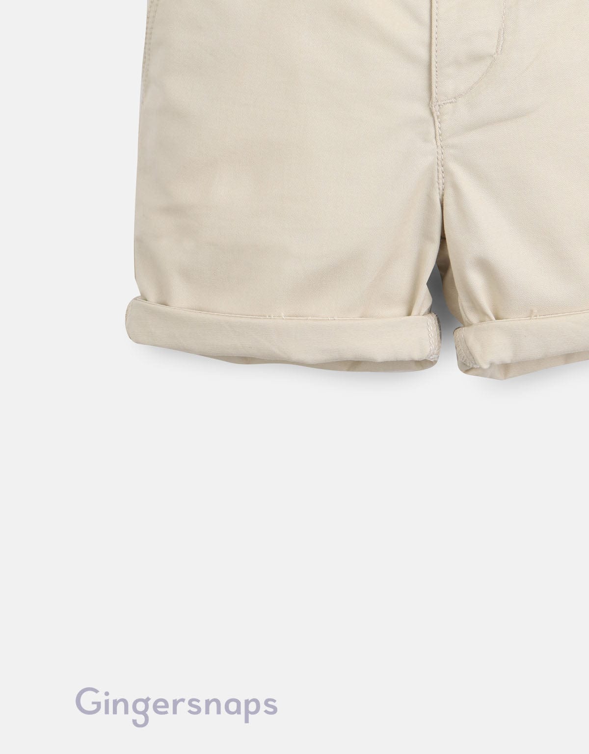 جينجرسنابس شورت اطفال رضع ولادي سادة جبردين بثنية من الأسفل بيج