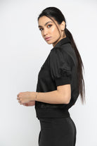 نتشي قميص نسائي نايلون بجيوب وأزرار أمامية وكم قصير بف نسائي