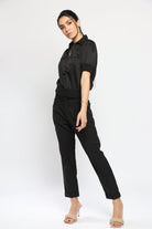 نتشي قميص نسائي نايلون بجيوب وأزرار أمامية وكم قصير بف نسائي