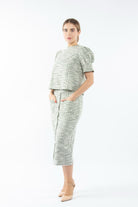 نتشي بلوزة صوف رسمية بأكمام منفوخة نسائية