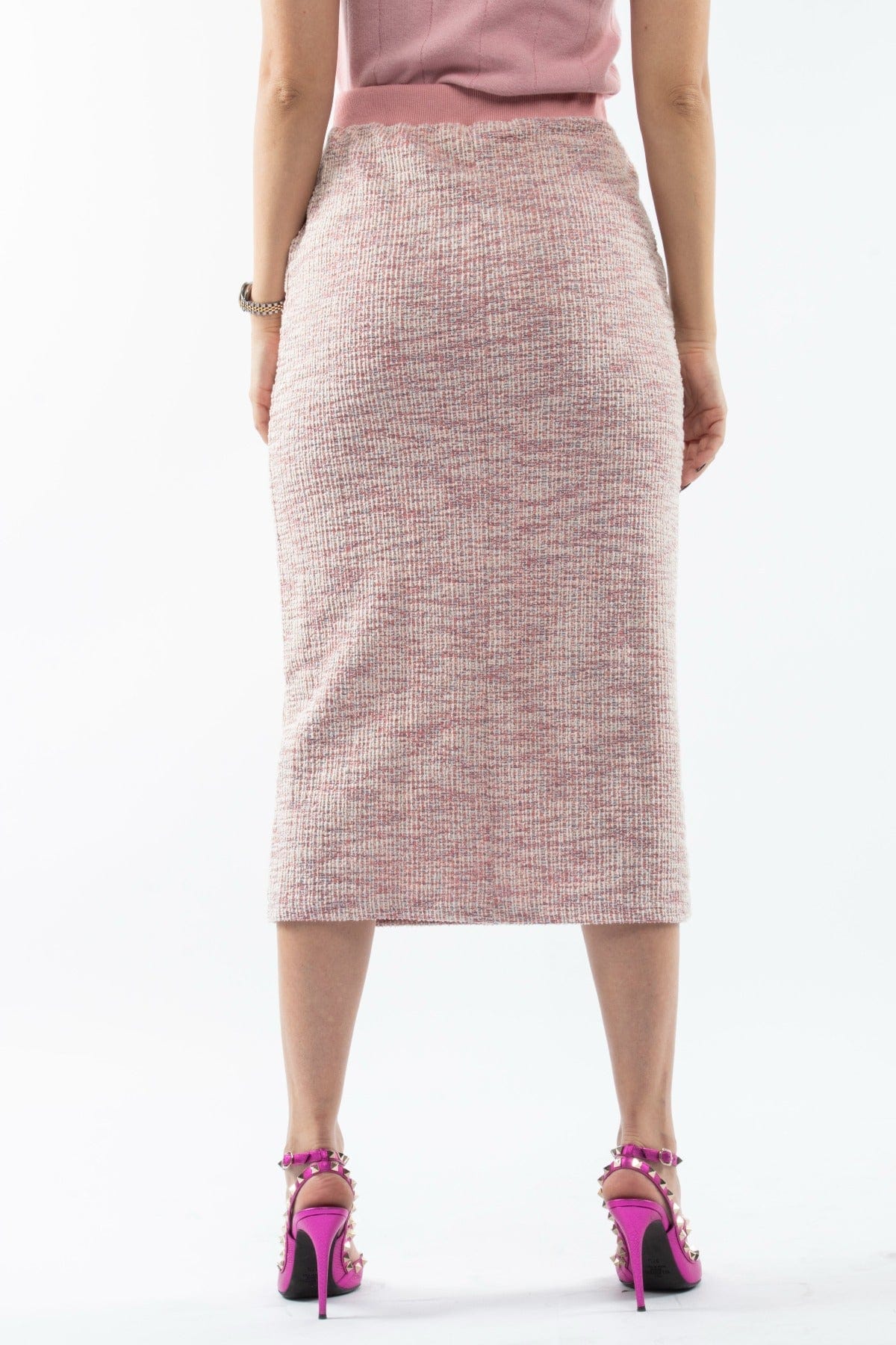 نتشي تنورة ميدي بوليستر مصممه بجيوب أمامية وخصر مطاط