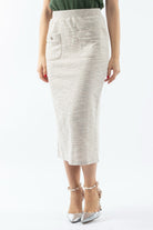 نتشي تنورة ميدي بوليستر مصممه بجيوب أمامية وخصر مطاط