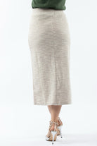 نتشي تنورة ميدي بوليستر مصممه بجيوب أمامية وخصر مطاط