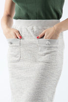 نتشي تنورة ميدي بوليستر مصممه بجيوب أمامية وخصر مطاط