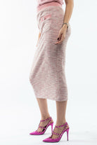 نتشي تنورة ميدي بوليستر مصممه بجيوب أمامية وخصر مطاط