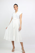 نتشي فستان سادة ميدي طويل بليسية نسائي