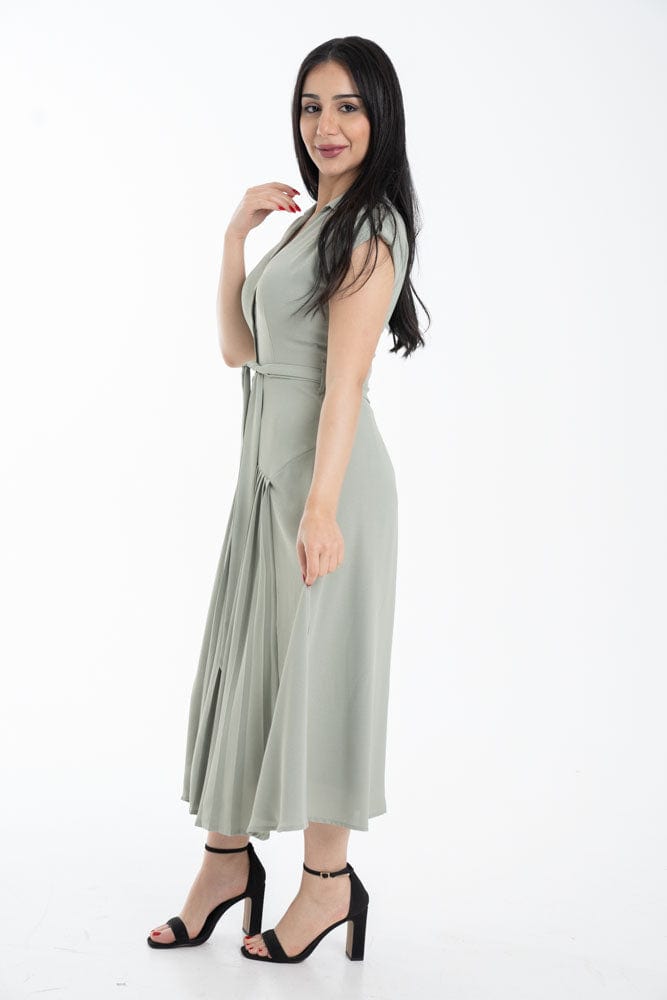 نتشي فستان سادة ميدي طويل بليسية نسائي