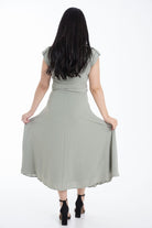 نتشي فستان سادة ميدي طويل بليسية نسائي