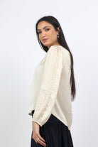 نتشي بلوزة رسمية باكمام طويلة منفوخة نسائي