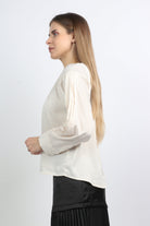 نتشي بلوزة كلاسيك بكم طويل بكشكشة نسائي