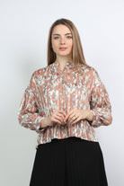 نتشي بلوزة منقوشة كم طويل نسائي