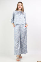 نتشي بلوزة منقوشة رقبة دائرية 3/4 كم نسائي