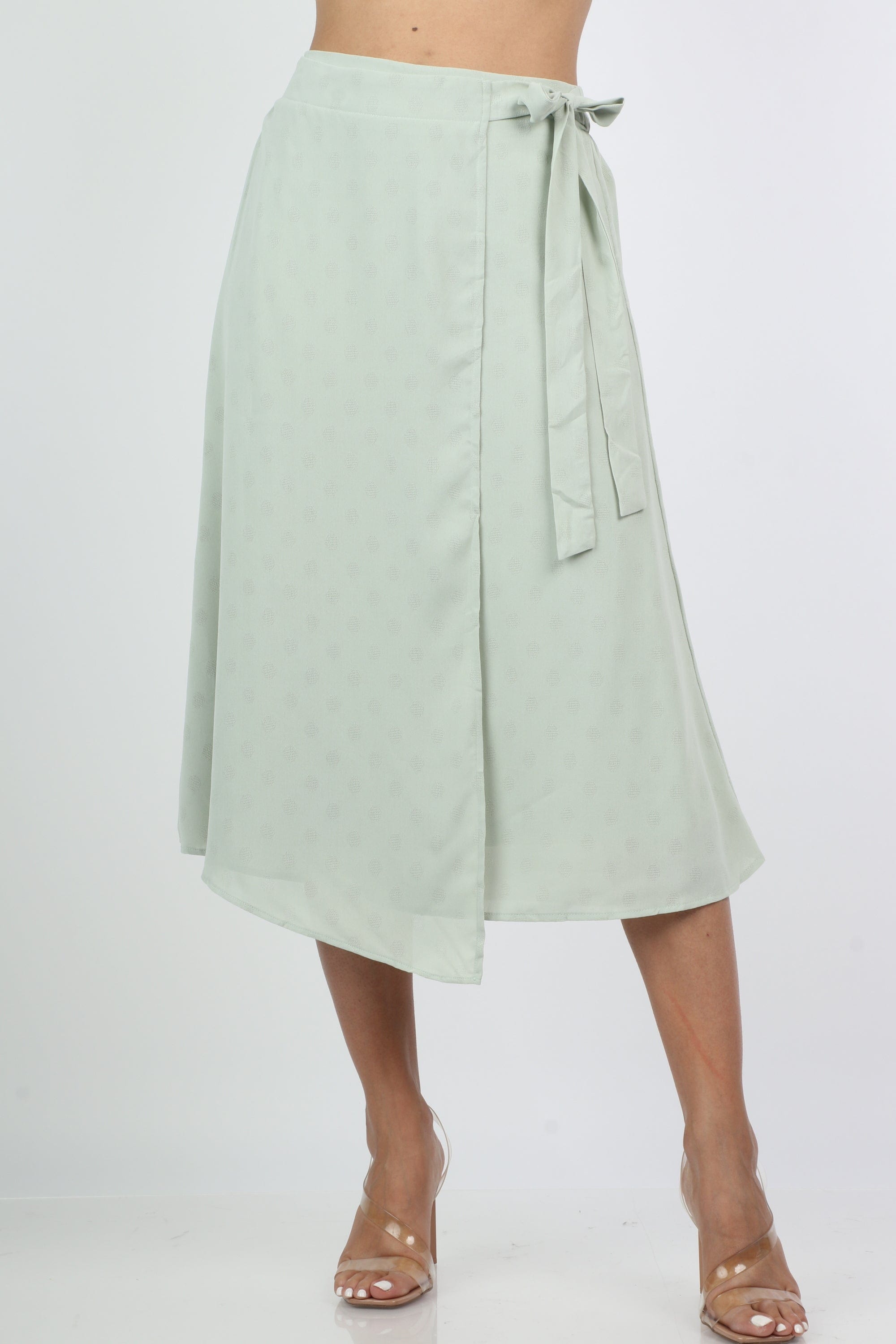 نتشي تنورة ميدي لف ناعمة قماش منقط