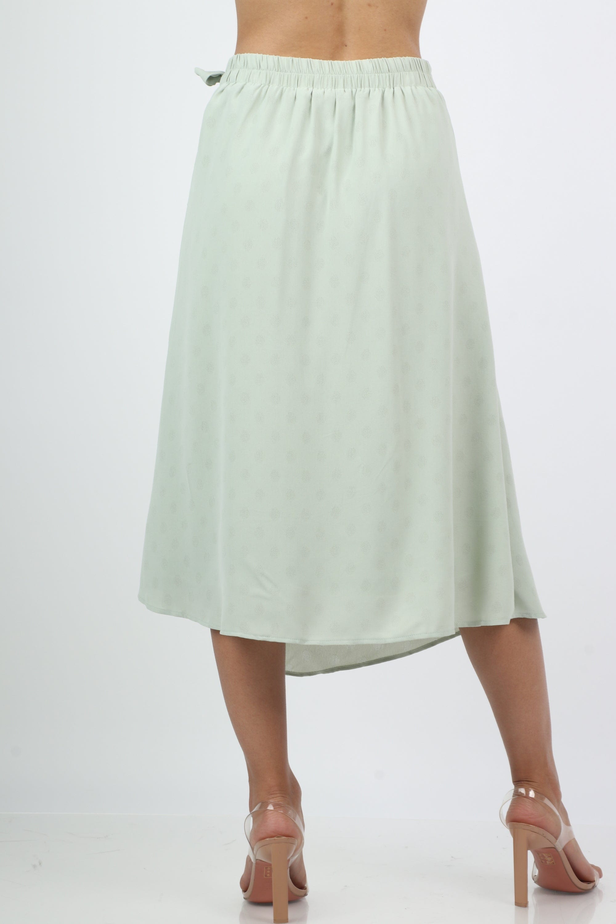 نتشي تنورة ميدي لف ناعمة قماش منقط