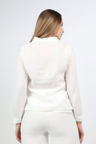 نتشي قميص كلاسيك بياقة وكم طويل نسائي