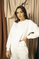 نتشي سويت شيرت سادة بأكمام نسائي