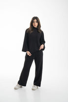 نتشي بلوزة نسائي برقبة كم طويل بياقة مرتفعة سادة