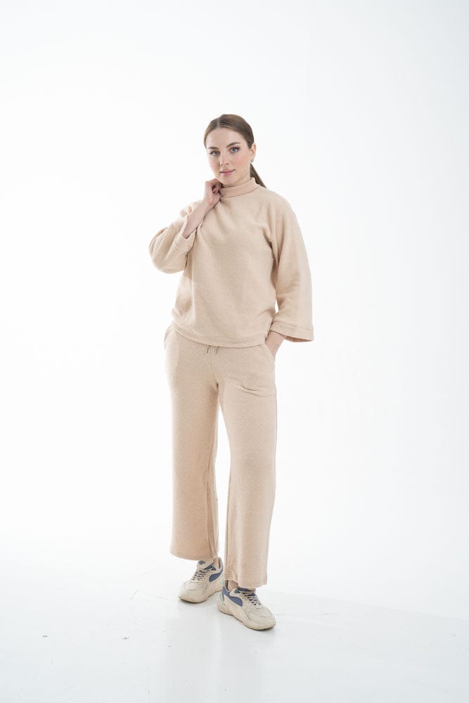 نتشي بلوزة نسائي برقبة كم طويل بياقة مرتفعة سادة