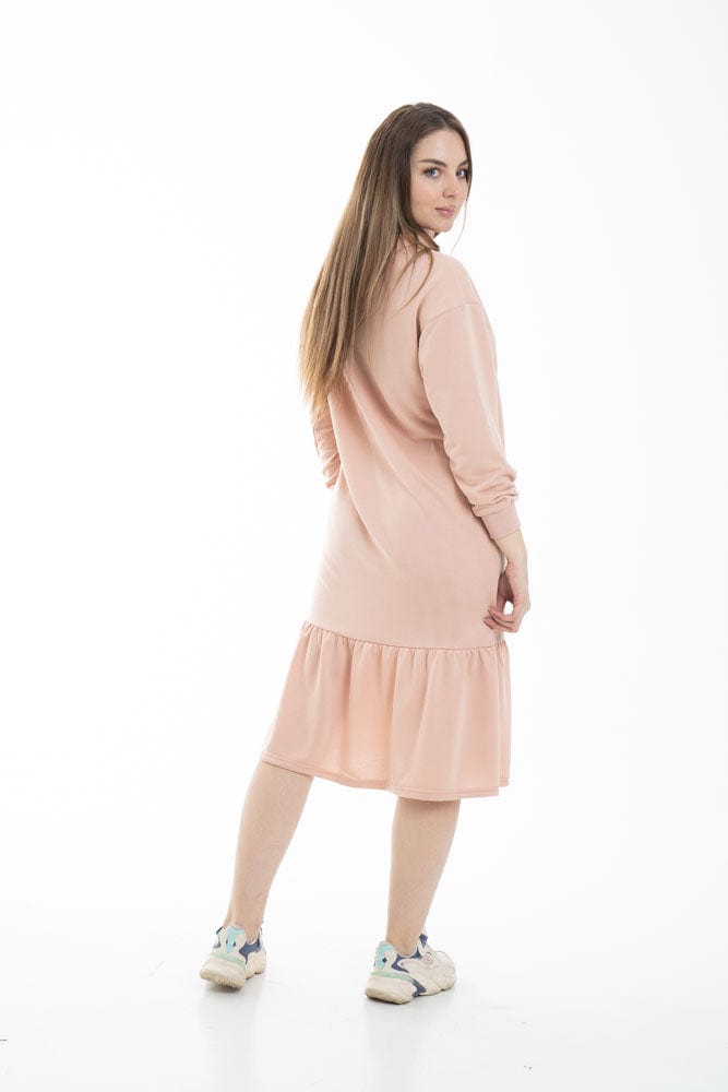 نتشي فستان ميدي بأكمام طويلة وهودي من الخلف