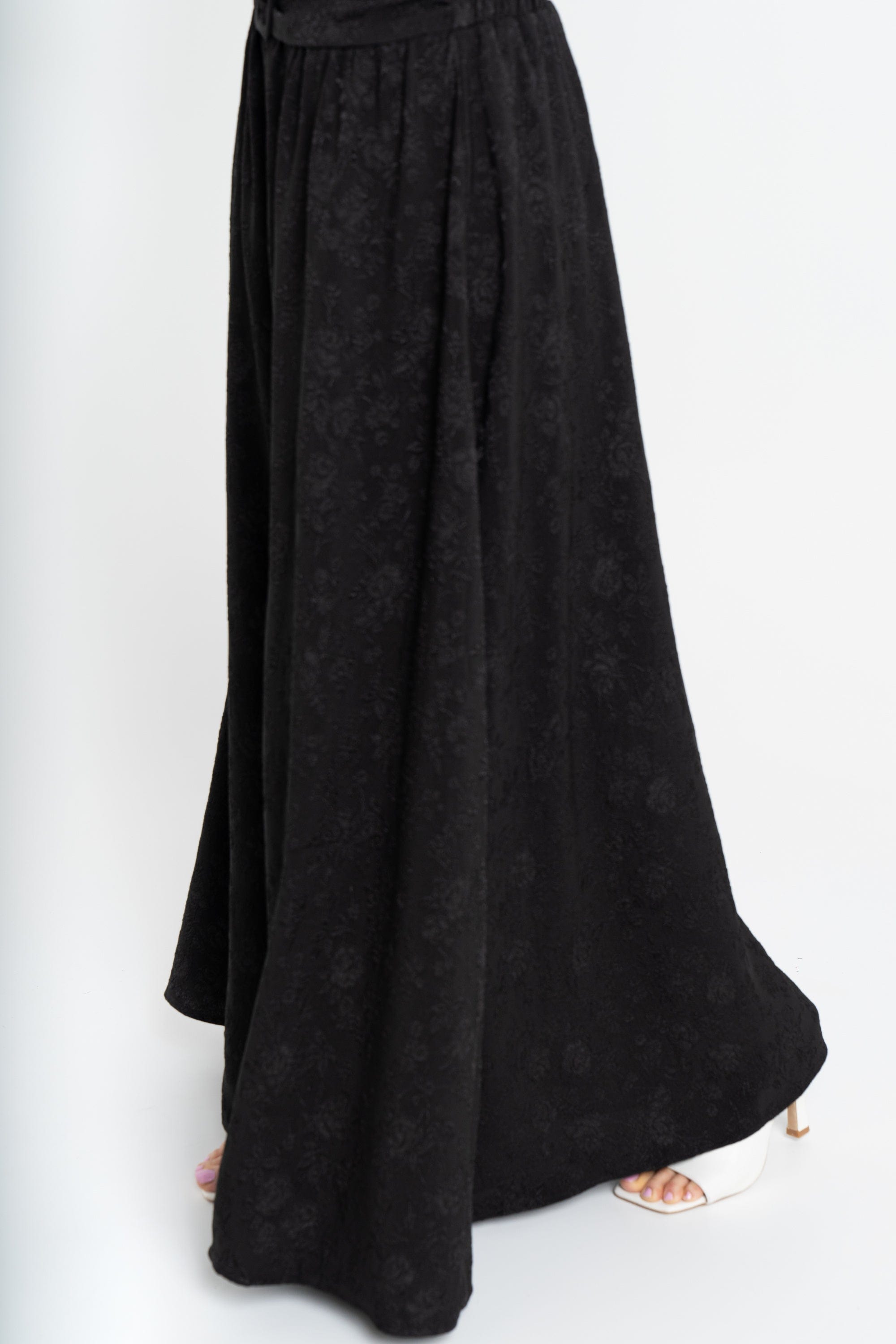 نتشي تنورة طويلة مشجرة واسعة نسائي أسود