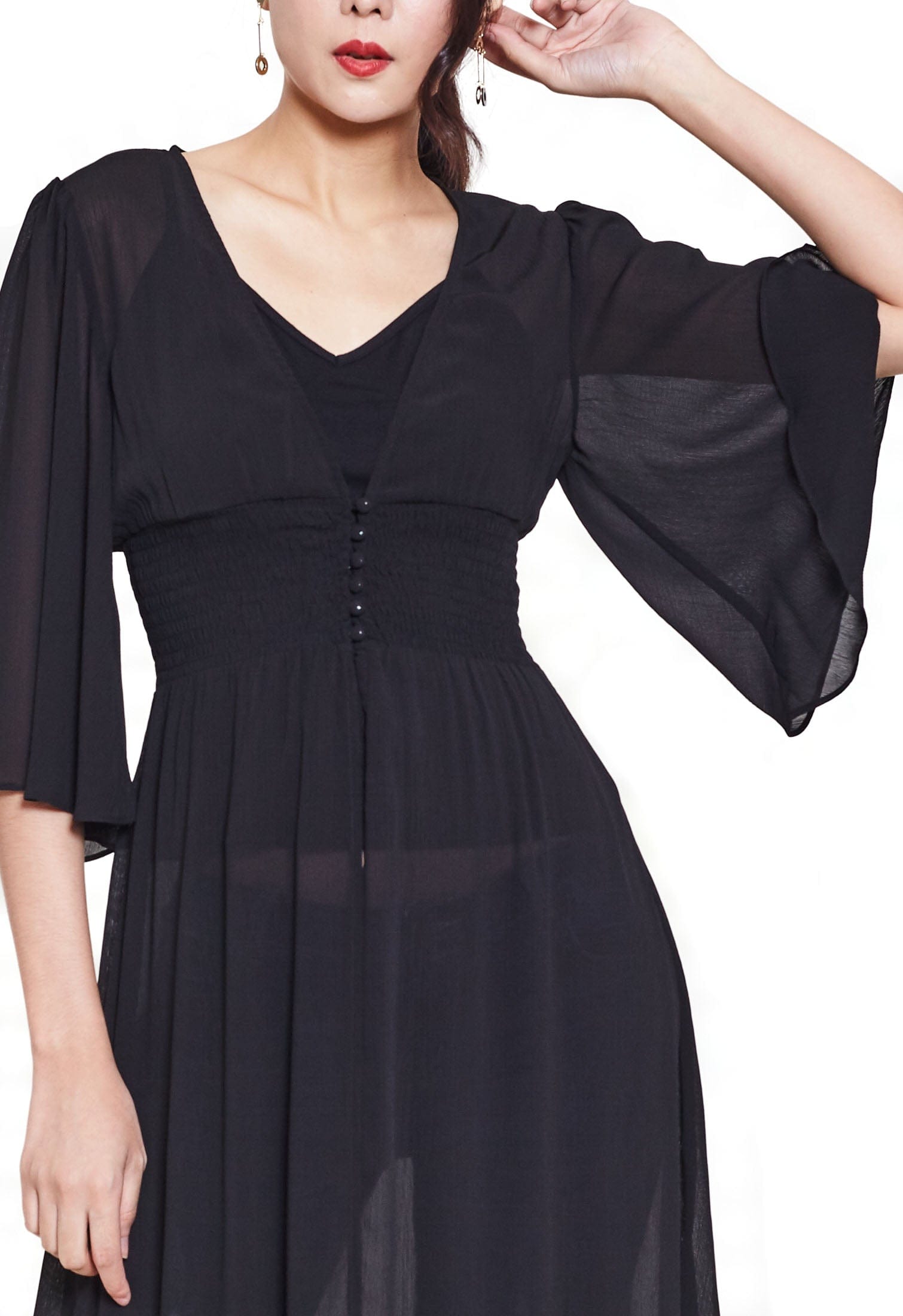 نتشي كارديجان سادة مخصر 3/4 كم واسع