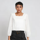 نتشي بلوزة رسمية بياقة مربعة كم طويل نسائي