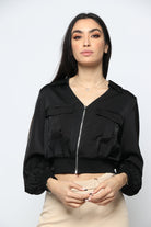 نتشي بلوزة نص بطن مخصر بسحاب كم طويل نسائي