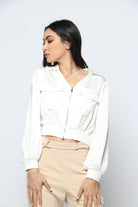 نتشي بلوزة نص بطن مخصر بسحاب كم طويل نسائي