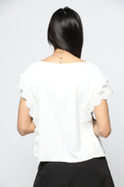 نتشي بلوزة كلاسيك كم قصير مزينة دانتيل فخمة نسائي