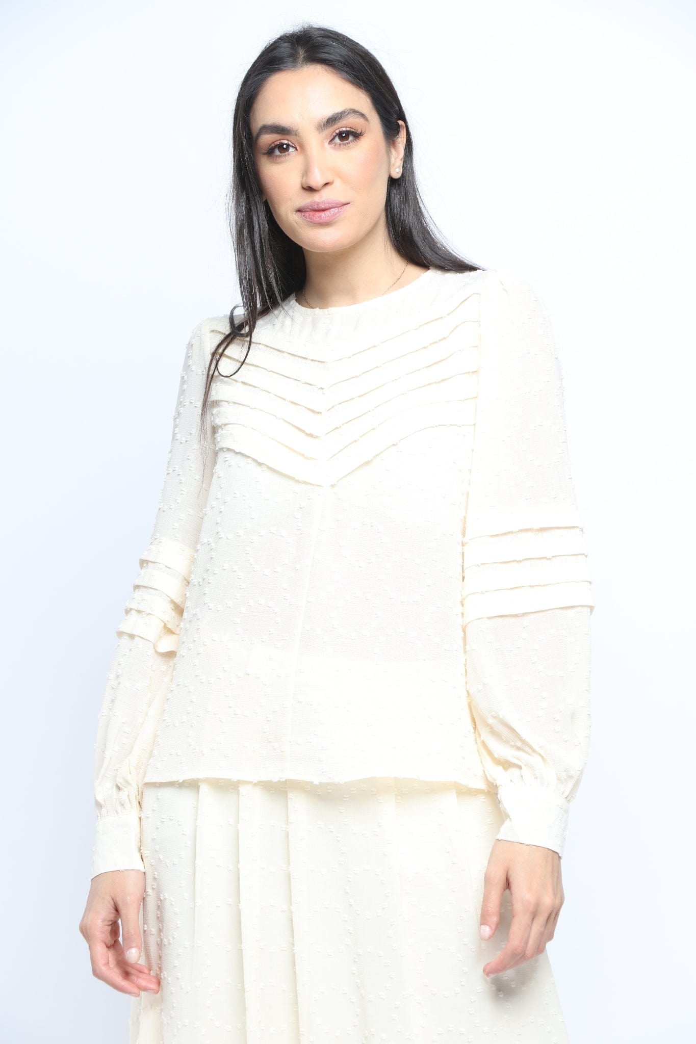 نتشي بلوزة شيفون نسائية بأكمام طويل