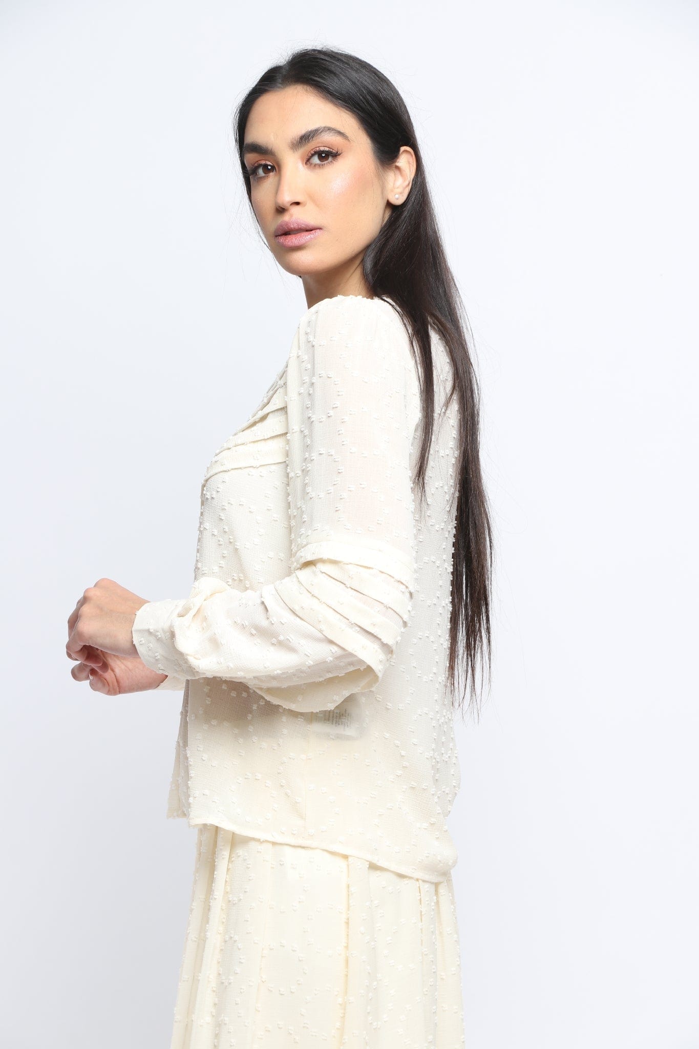 نتشي بلوزة شيفون نسائية بأكمام طويل