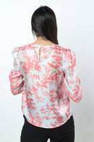 نتشي بلوزة مشجرة بكم طويل نسائي وردي