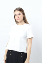 نتشي بلوزة قطن على نمط مثلثات كم قصير نسائي