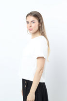 نتشي بلوزة قطن على نمط مثلثات كم قصير نسائي