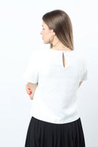 نتشي بلوزة قطن على نمط مثلثات كم قصير نسائي