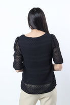 نتشي بلوزة شيفون سادة مبطنة نص كم نسائي