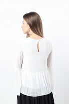 نتشي بلوزة بكسرات بليسيه من أسفل وكم طويل نسائي