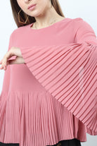 نتشي بلوزة بكسرات بليسيه من أسفل وكم طويل نسائي