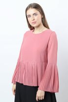 نتشي بلوزة بكسرات بليسيه من أسفل وكم طويل نسائي