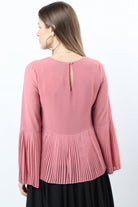 نتشي بلوزة بكسرات بليسيه من أسفل وكم طويل نسائي