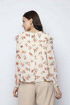 نتشي بلوزة مشجرة مزينة بطبعات من الورود نسائي