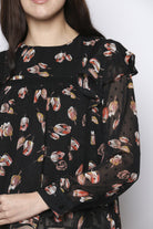 نتشي بلوزة مشجرة مزينة بطبعات من الورود نسائي