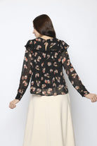 نتشي بلوزة مشجرة مزينة بطبعات من الورود نسائي