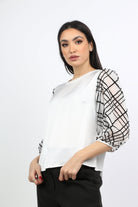 نتشي بلوزة سهرة سادة أكمام طويلة منفوخة نسائي